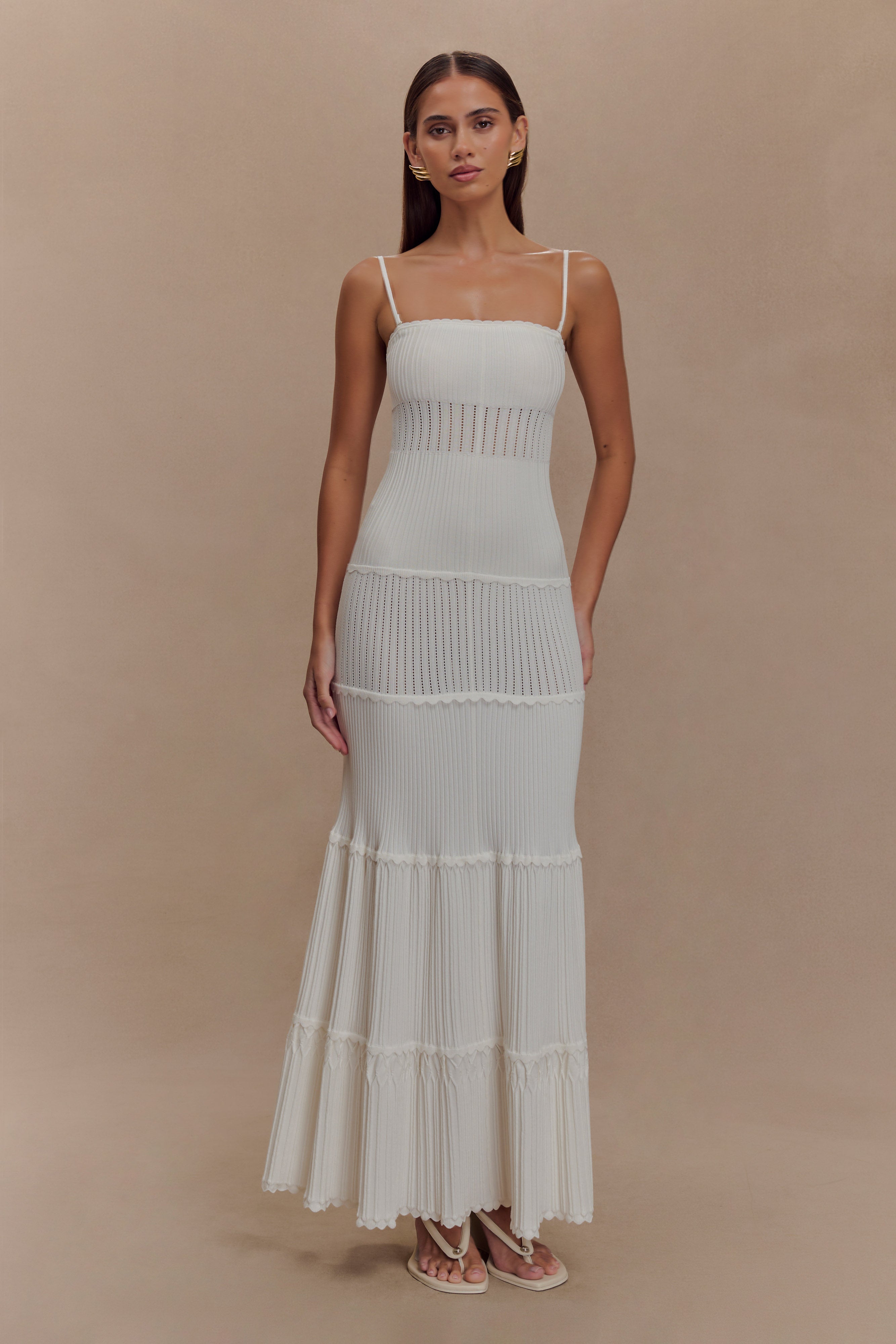 Finley Pointelle Knit Maxi Dress - Ivory