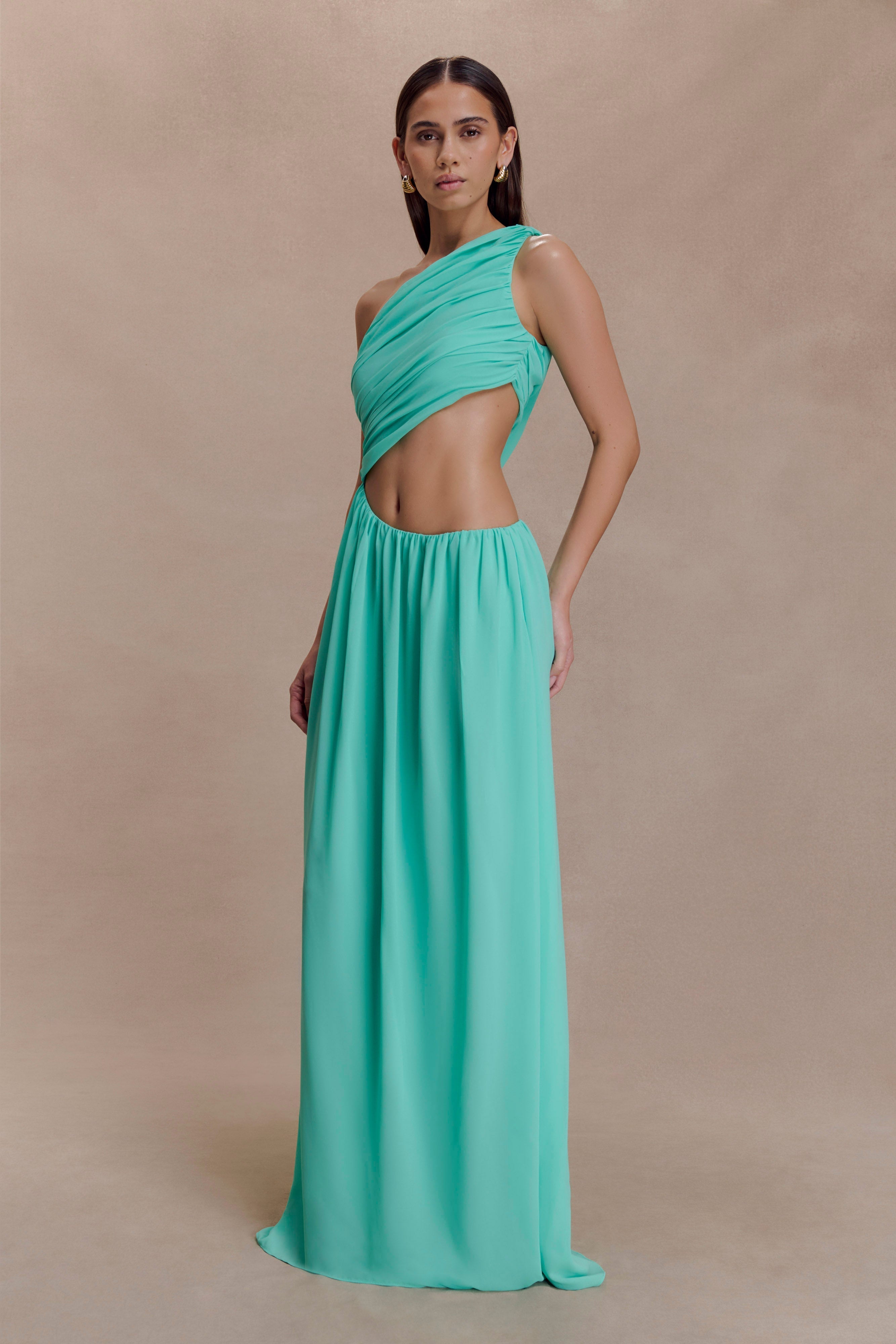 Aria Chiffon Cut Out Maxi Dress - Lagoon