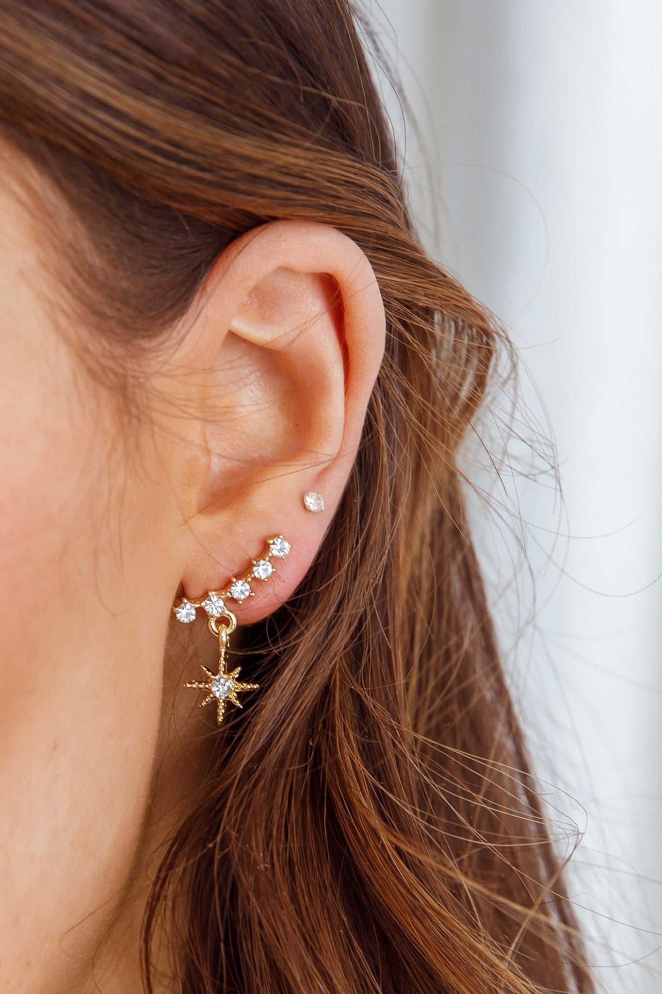 Gold Star Crystal Virgin Earrings