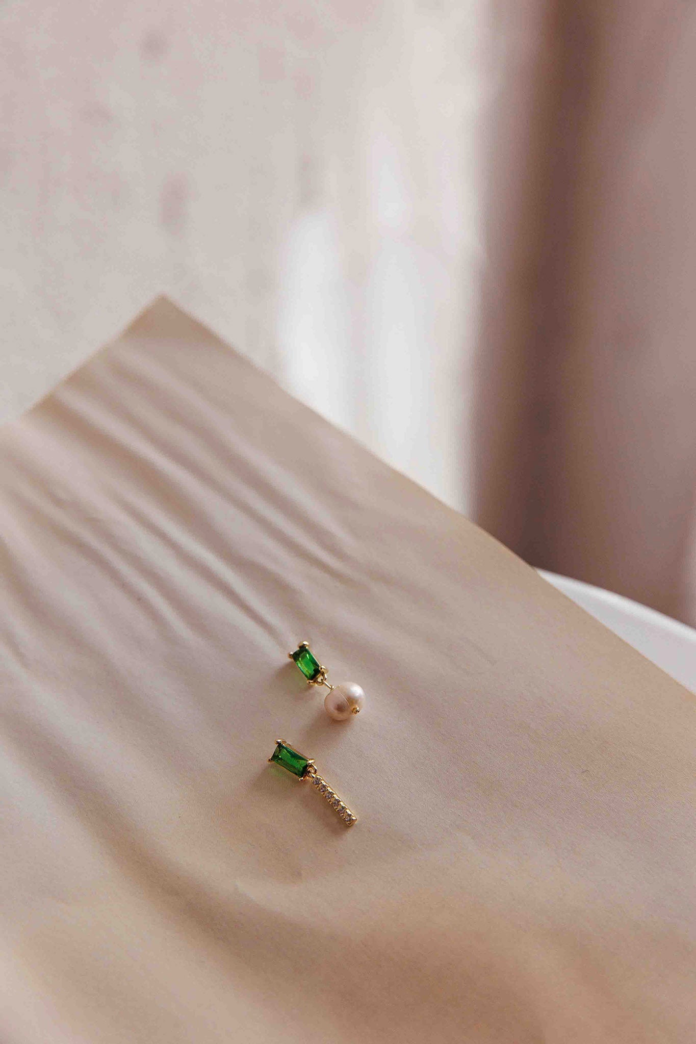 Gold Gem and Irish Pearl Earrings